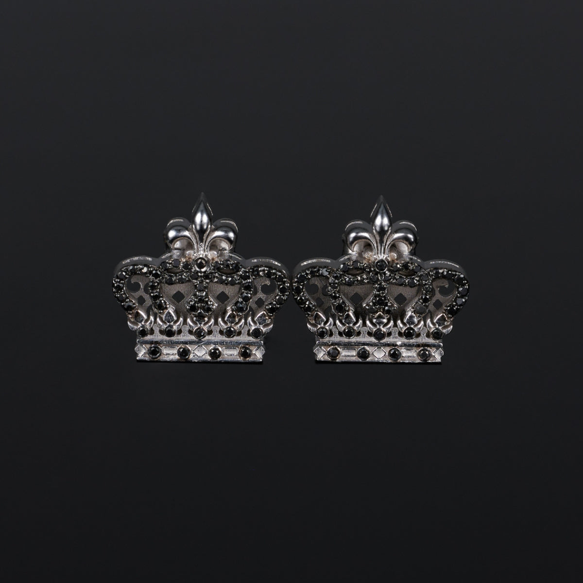 The White Golden Black Diamond Earrings