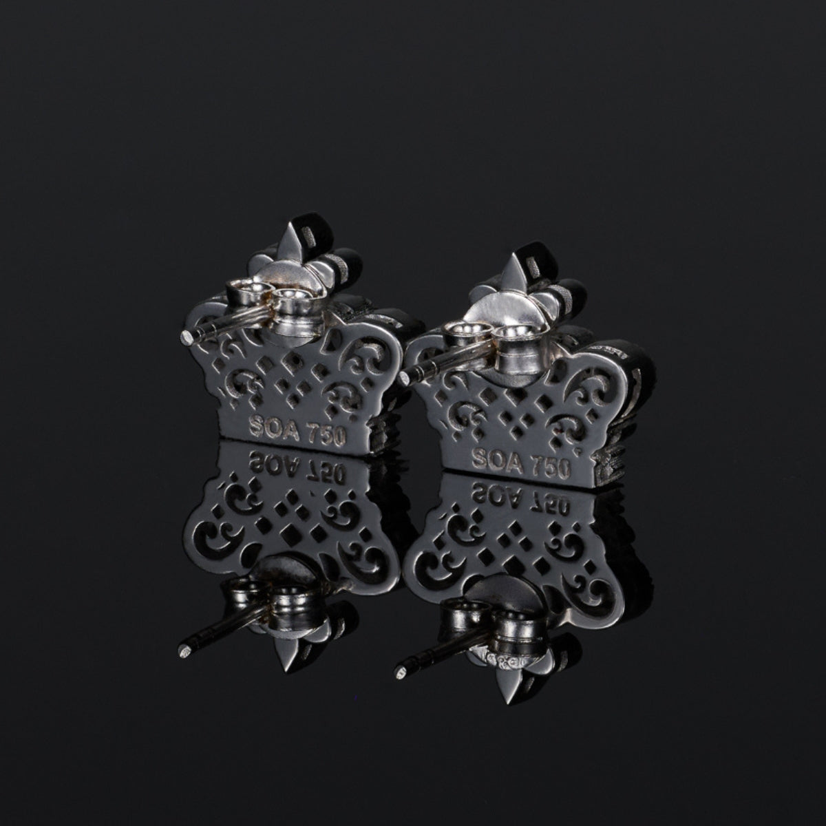 The White Golden Black Diamond Earrings